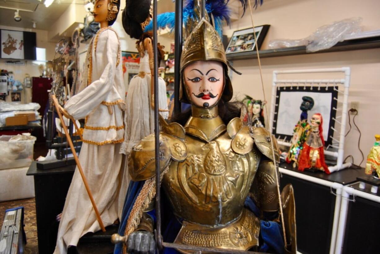 Puppets are displayed in the Portland Puppet Museum in Sellwood, Ore.