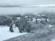 A light dusting of snow fell over Amboy (shown here) and other northern areas of Clark County Tuesday, Feb. 14, 2018.