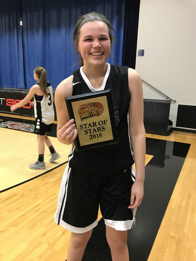 La Center’s Taylor Mills, a Clark College commit, earned the girls game MVP honor with her game-high 24 points.