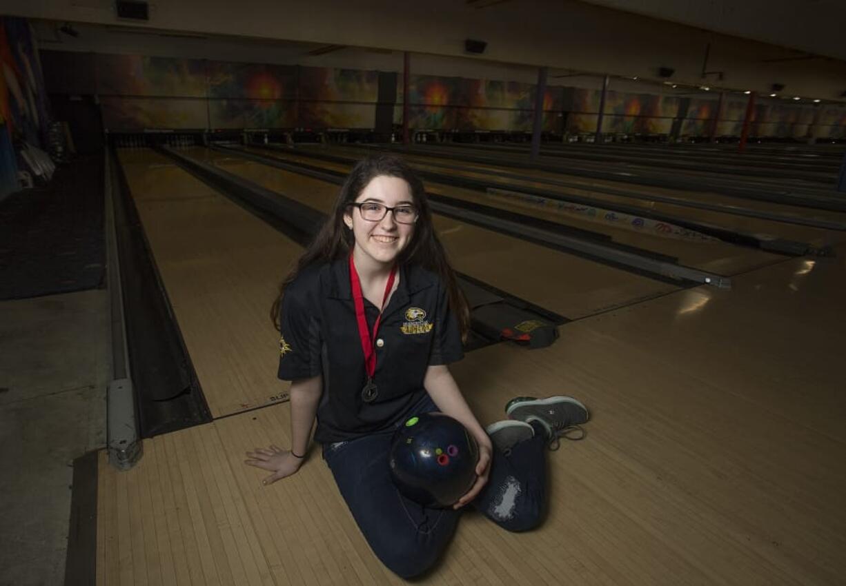 Hudson’s Bay senior Reagan Lorey, 18, our All-Region girls bowler of the year, is pictured at Crosley Lanes on Monday morning, Feb. 19, 2018.