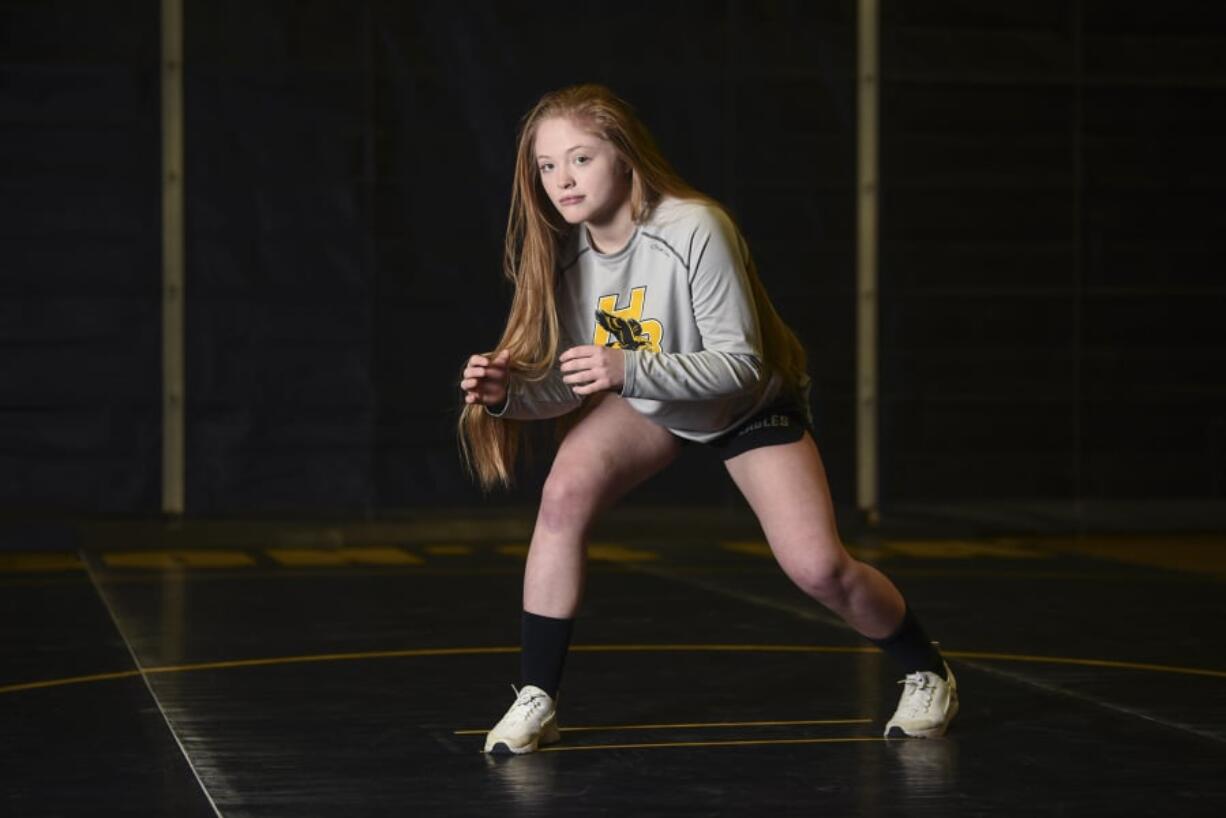 Allison Blaine, a sophomore at Hudson’s Bay High School, is the all-region girls wrestler of the year, as pictured at Hudson’s Bay High School, Thursday February 22, 2018.