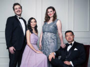 Portland Opera’s resident artists are coming to Magenta Theater on Sunday with a free taster of their upcoming season. They are tenor, from left, Thomas Cilluffo, soprano Helen Huang, mezzo soprano Kate Farrar and bass Shi Li.