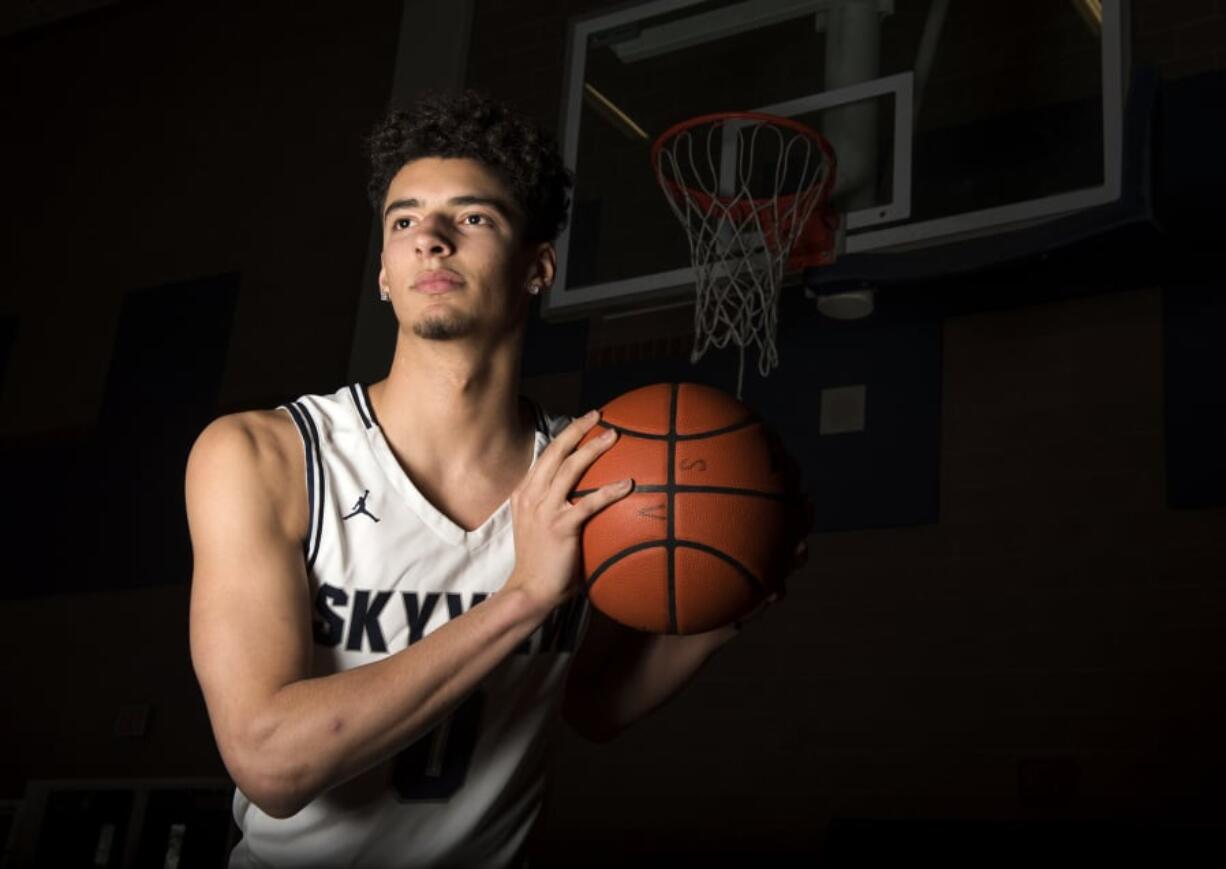 Skyview junior Alex Schumacher had a steller state tournament at the Tacoma Dome, averaging 20 points in four games and was named first-team all-tournament.