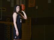 Prairie High School junior Brooke Walling, who is the All-Region girls basketball player of the year, is pictured in the gymnasium of Prairie, Wednesday March 7, 2018.