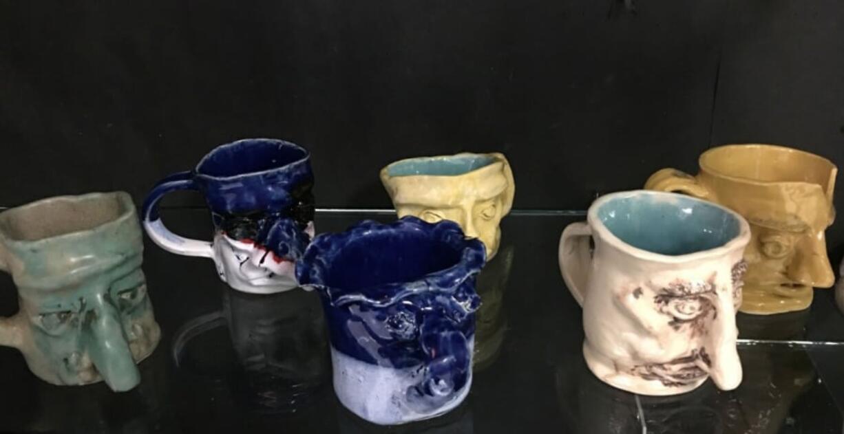 Ridgefield: Mugs made by art students in Ridgefield High School, which were inspired by African face jugs brought to America through the slave trade. The project was part of a district-wide Black History Month focus.