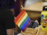 A rainbow flag in the library at Camas High School represents the diversity of the LGBTQ community during a Unity Day event Friday, which also wrapped up the school’s Unity Week.