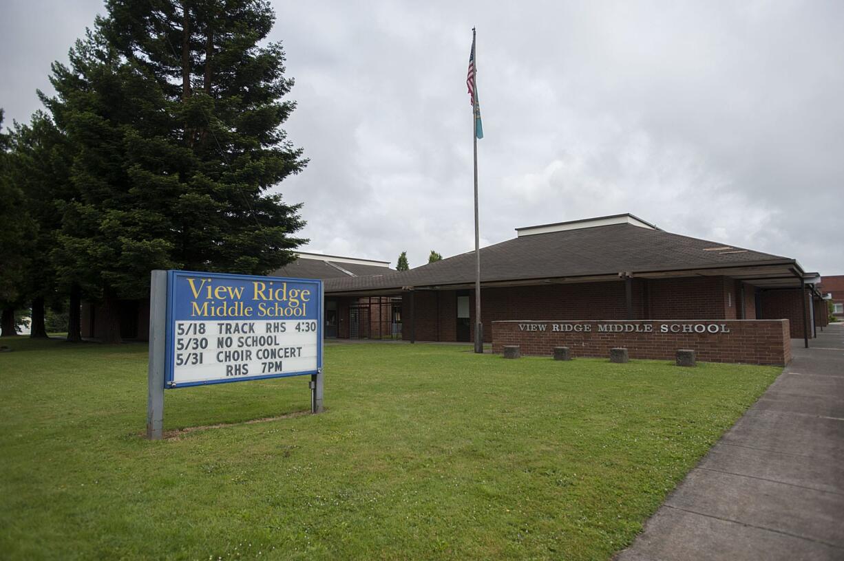 View Ridge Middle School in Ridgefield in May 2016. Ridgefield School District buildings will have some additional screening for all visitors starting April 9.