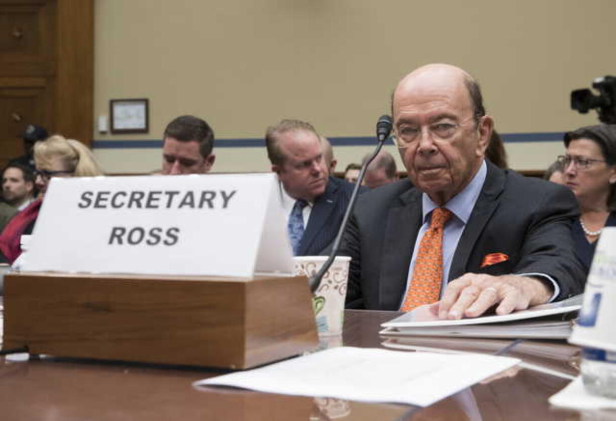 In this Oct. 12, 2017, file photo, Commerce Secretary Wilbur Ross appears before the House Committee on Oversight and Government Reform to discuss preparing for the 2020 Census, on Capitol Hill in Washington. The Commerce Department says the 2020 U.S. Census will include a question about citizenship status. Commerce says in a press release issued Monday night that the citizenship data will help the Justice Department enforce the Voting Rights Act, which protects minority voting rights. But opponents say the question will discourage immigrants from responding to the census. (AP Photo/J.