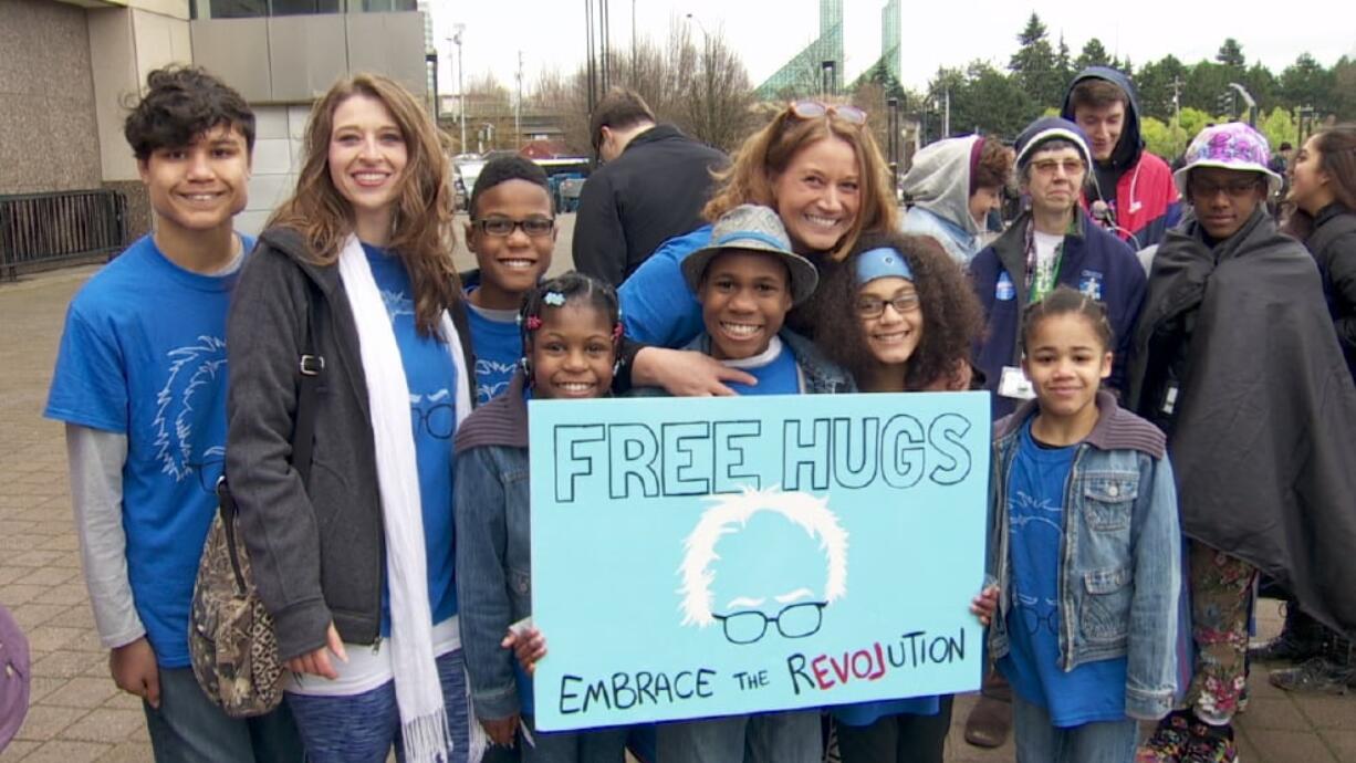 The Hart family at a rally in Portland on March 25, 2016.