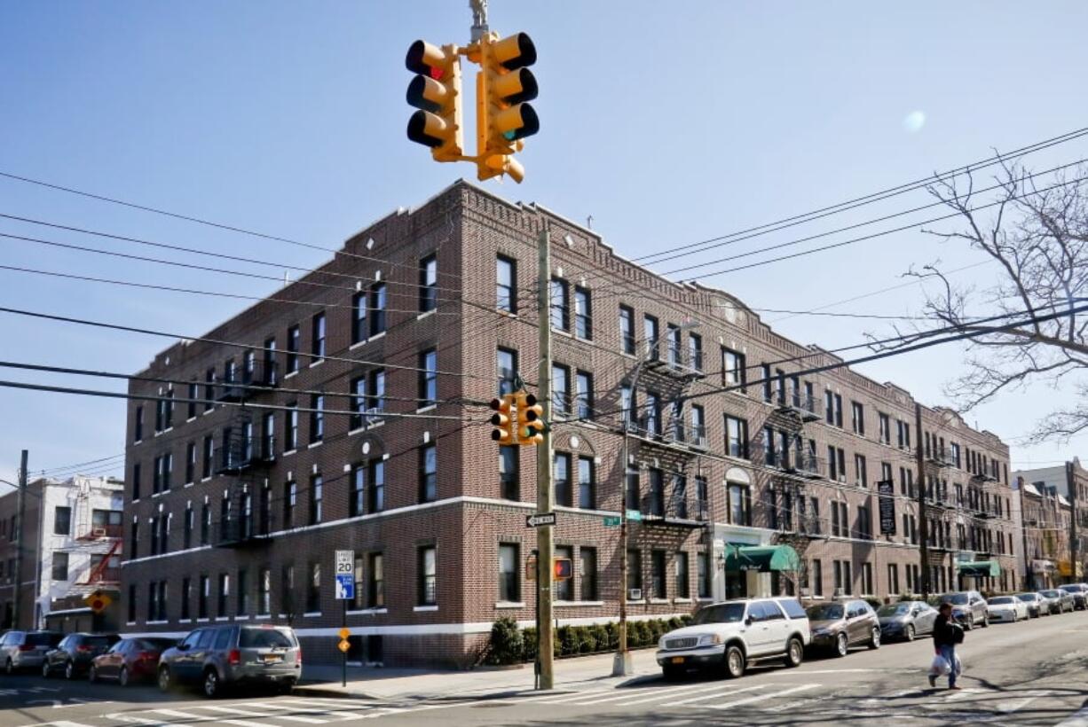 This March 15, 2018 photo shows apartment buildings in the Astoria section of Queens, N.Y. The Kushner Cos. routinely filed false paperwork with the city declaring it had zero rent-regulated tenants in dozens of buildings it owned across the city, including these, when it, in fact, had many of them.