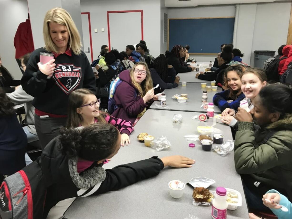 Students have breakfast at Stonewall Jackson Middle School on Wednesday in Charleston, W.Va. West Virginia’s teachers and students are reuniting in their classrooms after a walkout that closed schools statewide. State teachers celebrated on Tuesday as they won a 5 percent salary increase.