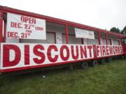 The Battle Ground Chamber of Commerce fireworks stand is pictured Dec. 26, 2012.