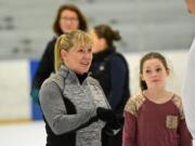 Former Olympic figure skater Tonya Price, formerly Harding, skates at Mountain View Ice Arena in Vancouver on Friday.