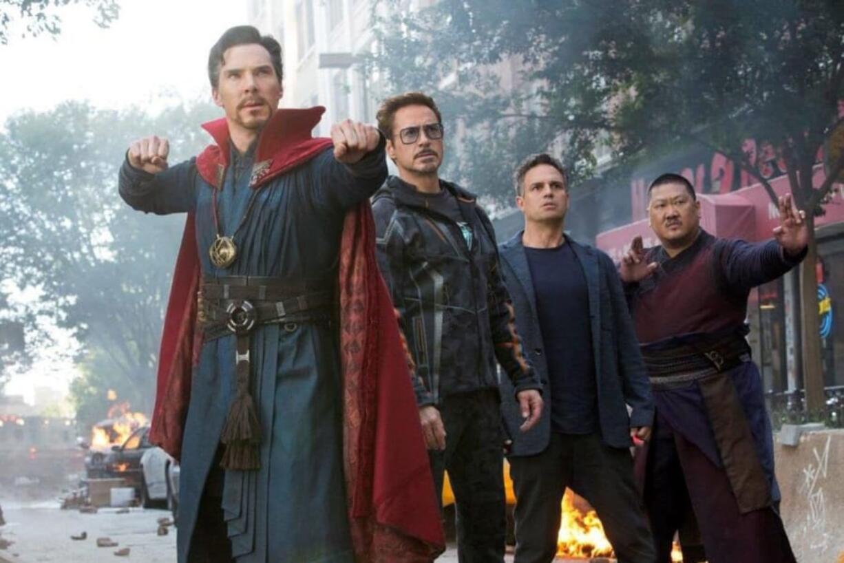 Benedict Cumberbatch, from left, Robert Downey Jr., Mark Ruffalo and Benedict Wong star in “Avengers: Infinity War.” Marvel Studios