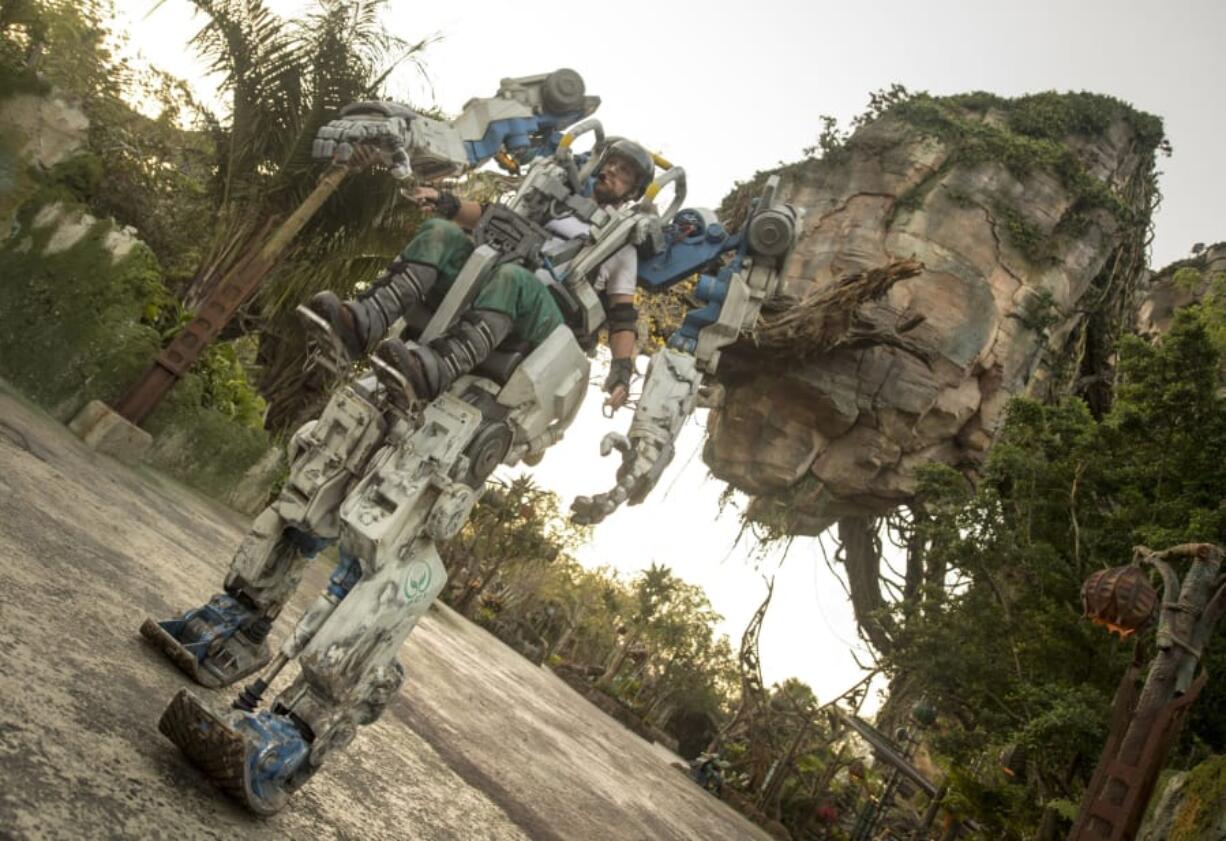 The Pandora Utility Suit — created by Michael Curry Studios, Lightstorm Entertainment, Walt Disney Imagineering and Disney Parks Live Entertainment — will debut at Disney’s Animal Kingdom theme park today. Walt Disney Co.