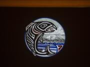 A symbol of the Cowlitz Tribe is seen in the new Ilani Meeting &amp; Entertainment Center at Ilani Casino Resort on Thursday morning, April 5, 2018.