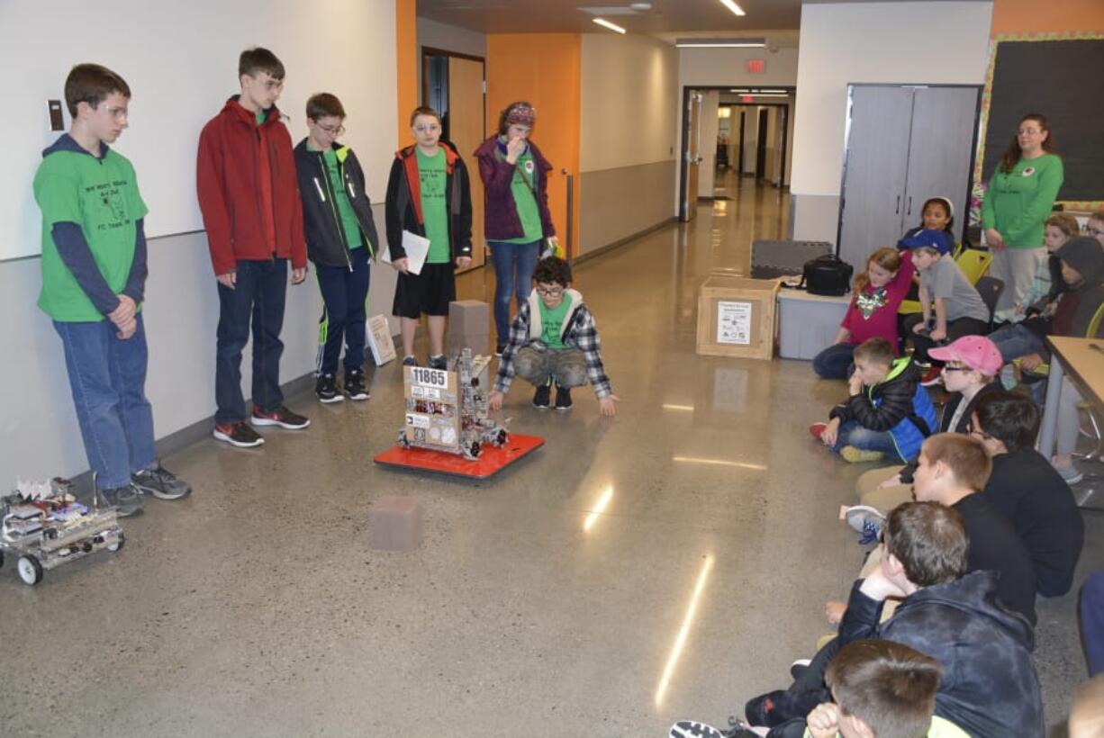 Washougal: The Steel Hearts Robotics 4-H Club, made up of middle-schoolers in Camas and Washougal, visited elementary school students in Washougal on March 26 to show off their robots and talk to younger students about their club and competitions.