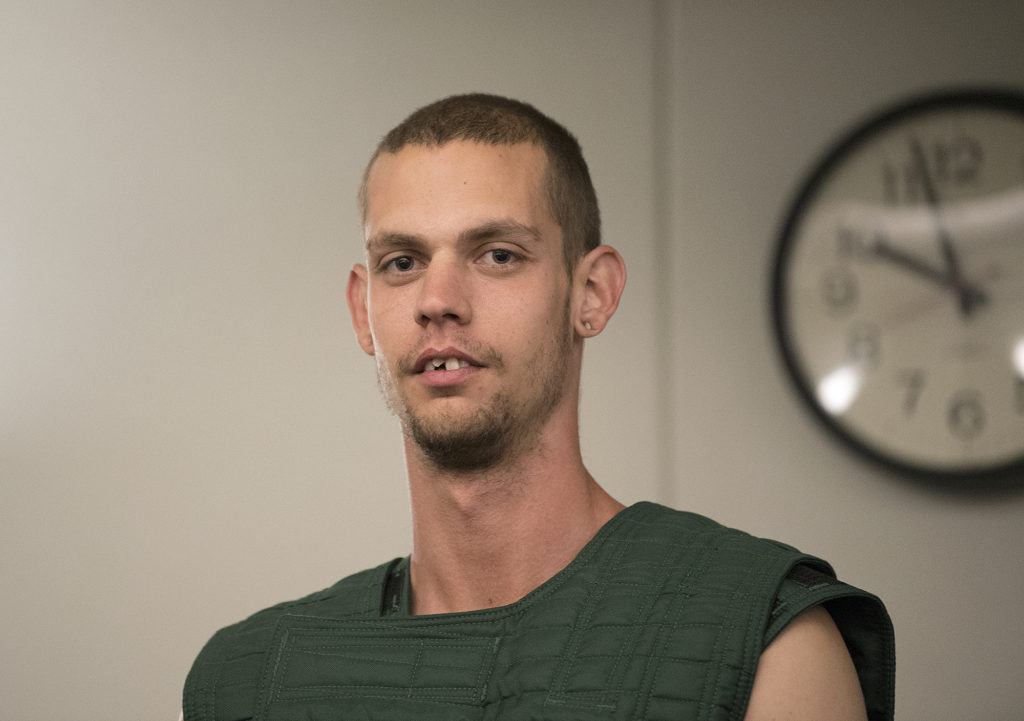 Zakary French, 24, makes a first appearance in Clark County Superior Court on April 12, 2018.