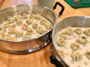 Spinach and ginger dumplings waiting to be steamed at Class Cooking Rachel Pinsky