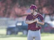 Prairie High School pitcher Caleb Jones prepares to pitch during a game against Fort Vancouver at Fort Vancouver High School, Thursday April 19, 2018.