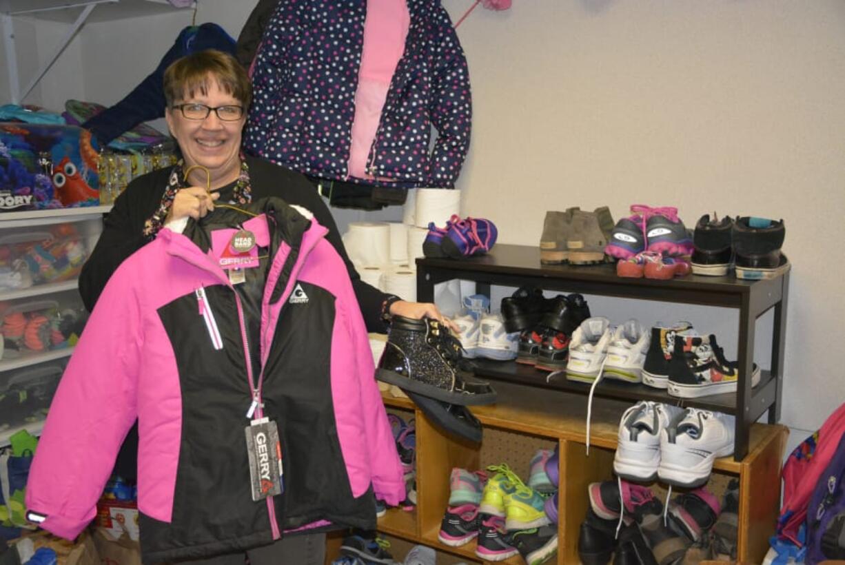 Washougal: Hathaway Elementary School Family Resources Coordinator Nancy Boon in the school’s new Clothes Closet, which offers free clothes and shoes to families in the district.