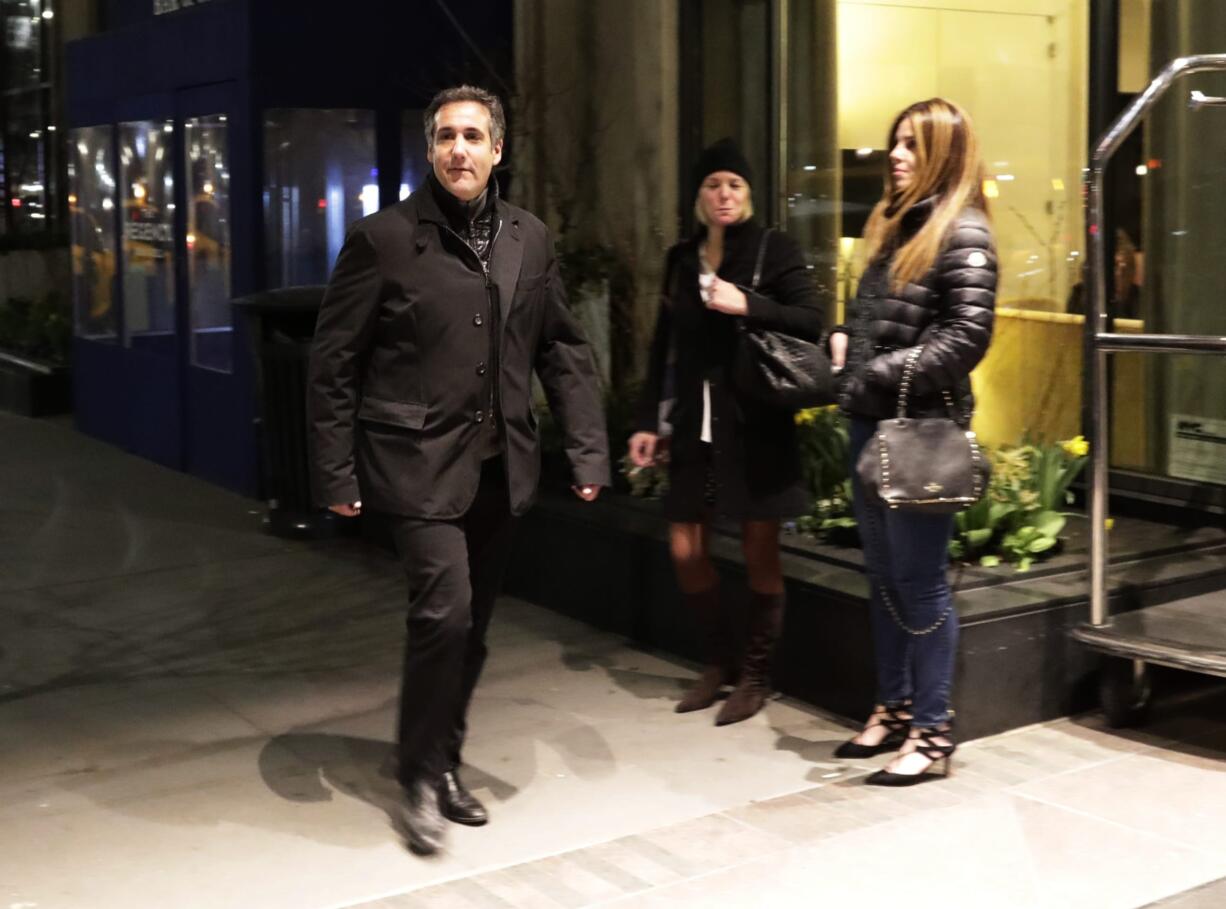 Michael Cohen, U.S. President Donald Trump's personal attorney, walks to his hotel, Tuesday, April 10, 2018, in New York. FBI agents on Monday raided Cohen's home, hotel room and office, seizing records on topics including a $130,000 payment made to porn actress Stormy Daniels in exchange for her silence about an affair she said she had with Trump in 2006.