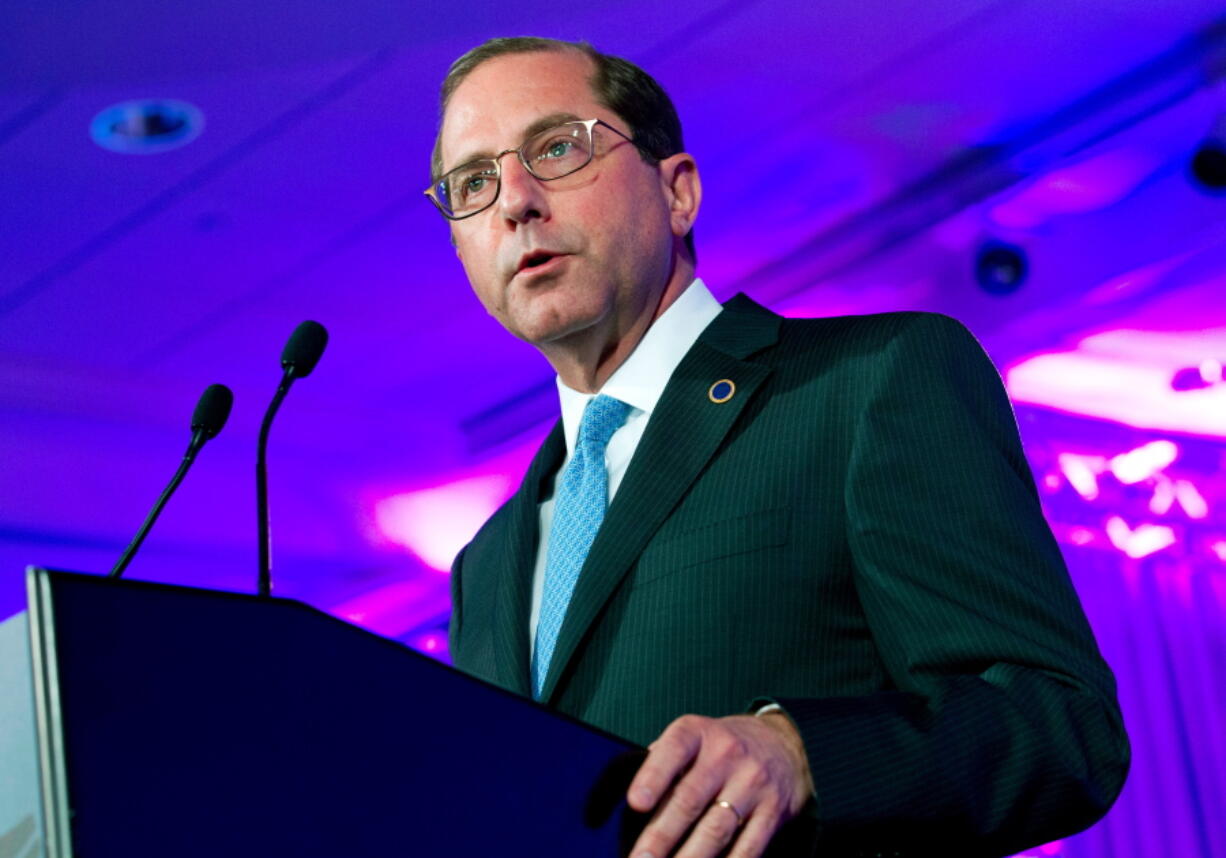 Department of Health and Human Services Secretary Alex Azar speaks at the National Governor Association 2018 winter meeting in Washington. A spokeswoman said Azar is back in the hospital for additional treatment and observation. He’s been diagnosed with a painful bowel condition called diverticulitis.