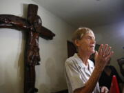 Australian Roman Catholic nun Sister Patricia Fox is interviewed a day after the Bureau of Immigration forfeited her missionary visa in suburban Quezon city northeast of Manila, Philippines, on Thursday. The bureau has given her 30 days to leave the country. Her missionary visa in the Philippines was revoked after the president complained about her joining opposition rallies.