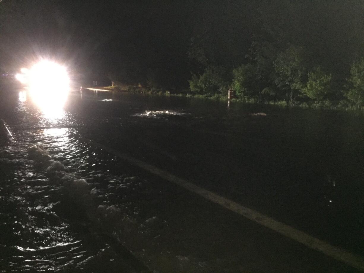 A water main break flooded Northeast Salmon Creek Avenue late Thursday.