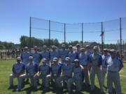 The La Center baseball team poses for a photo after beating Columbia-White Salmon to claim third in the District 4 tournament Saturday at Castle Rock.