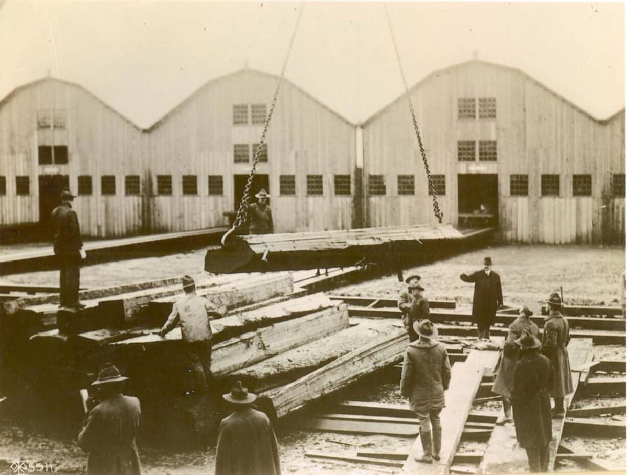 The World War I spruce mill at Vancouver Barracks produced up to a million board feet a day for warplanes.