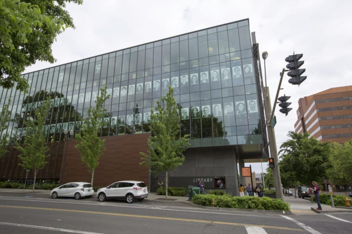 The faces of 110 Skyview High School students will look down on the corner of Evergreen and C streets from the windows of the Vancouver Community Library for the next month. The portraits were created by a small group of Skyview photography students as part of a global art project called Inside Out.