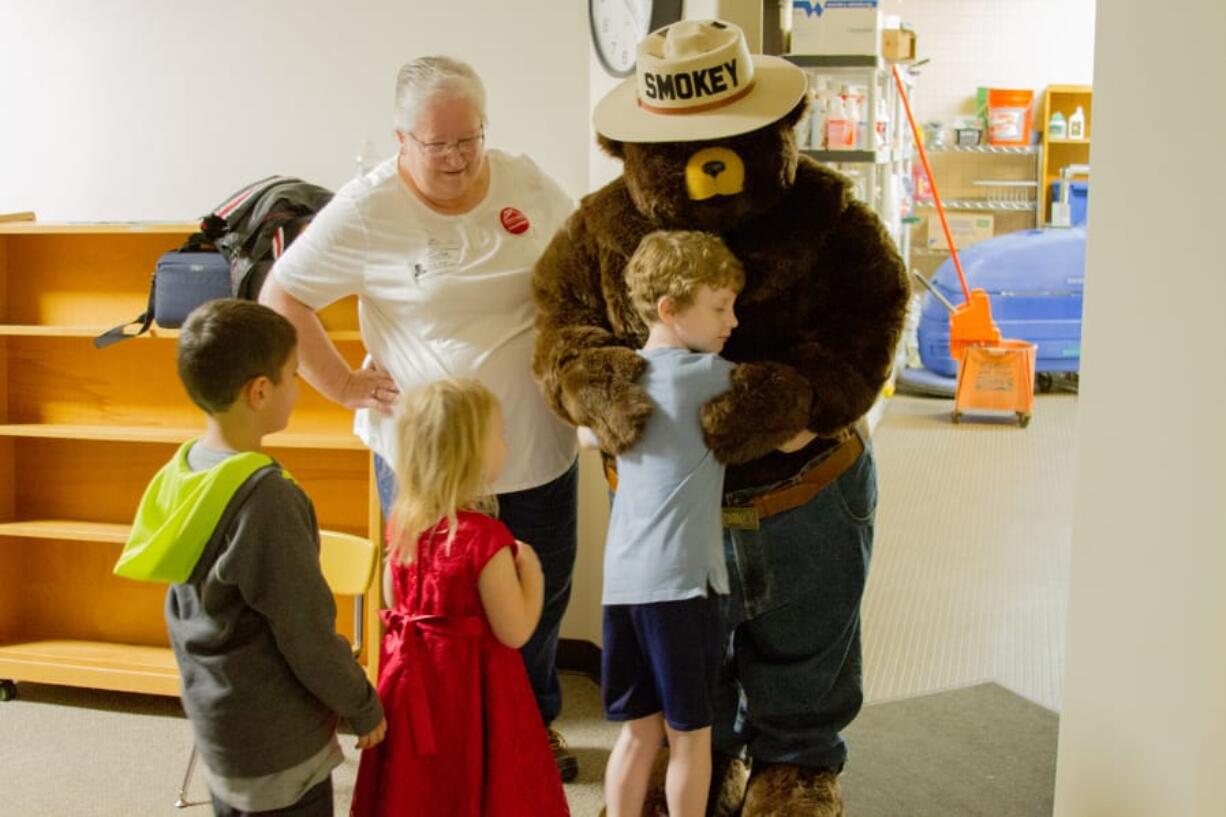 Woodland: Smokey Bear visited students at Woodland Primary School to talk to them about forest fires.