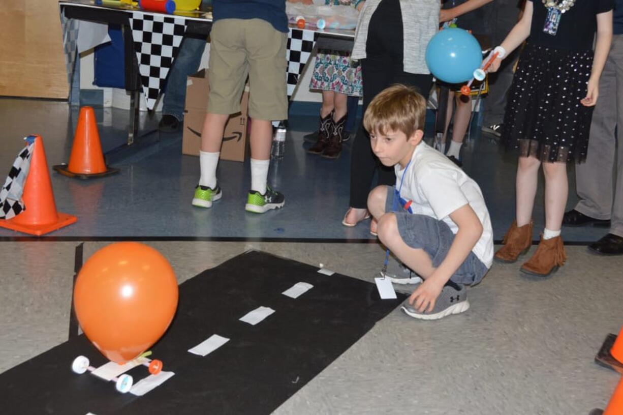 Washougal: Gause Elementary School third-grader Derek Ager won first place in the Science Night competition for his project, “Magnetic Tractor Pull.”