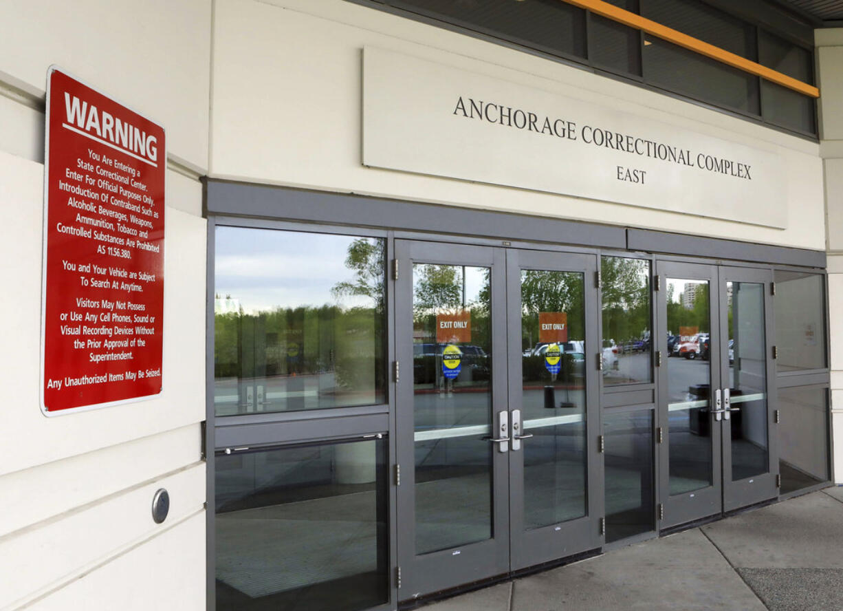 This photo shows the public entrance to the Anchorage Correctional Complex on Wednesday, May 23, 2018, in Anchorage, Alaska. Muslim inmates are suing state corrections officials, claiming that officials at the jail are providing them with inadequate nourishment as they break their daily fasts during Ramadan.