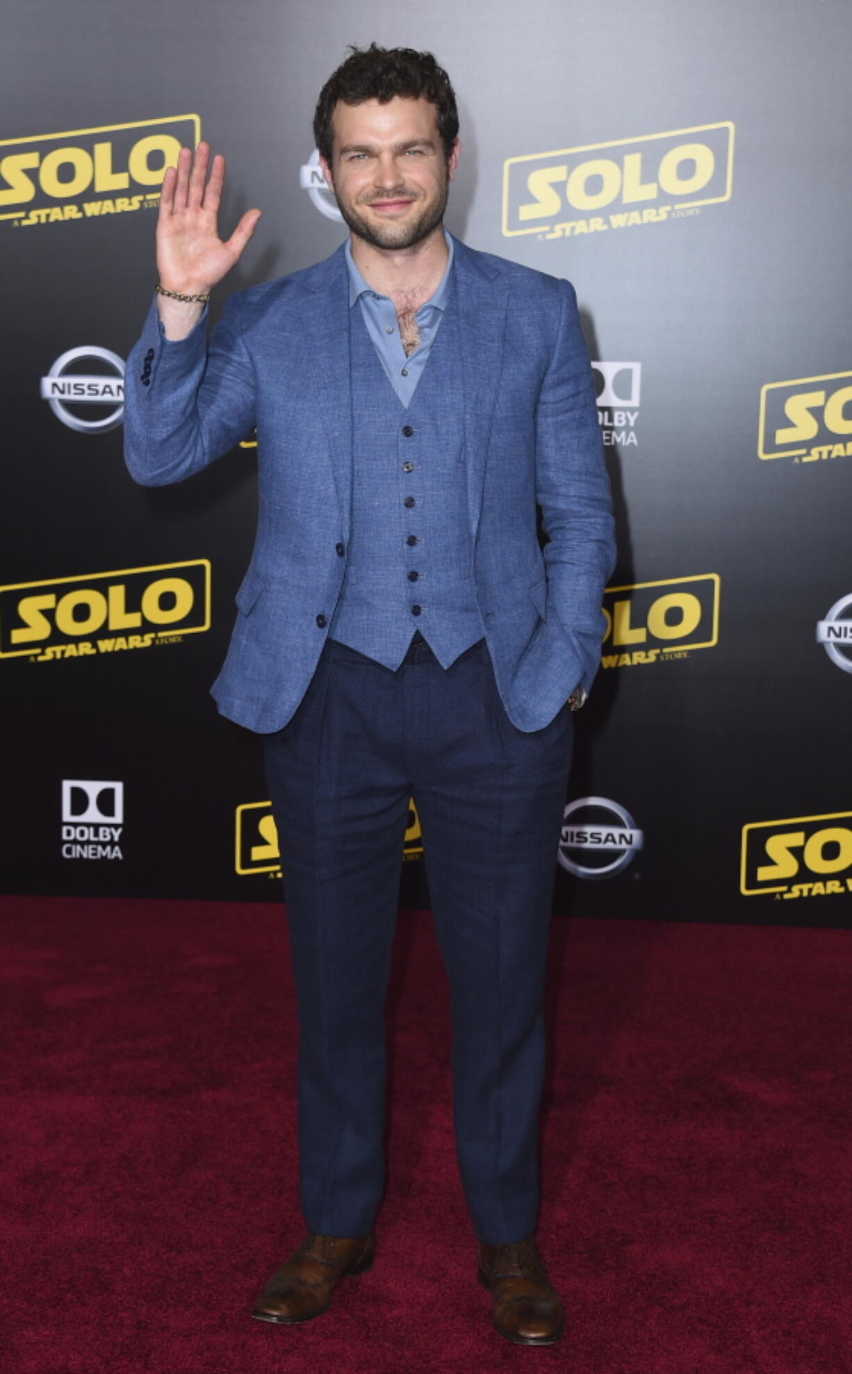 Alden Ehrenreich arrives at the premiere of “Solo: A Star Wars Story” at El Capitan Theatre on Thursday, May 10, 2018, in Los Angeles.