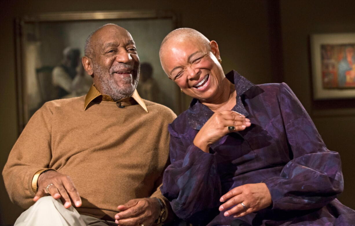 Bill Cosby and his wife, Camille, laugh as they tell a story about collecting a piece in the exhibit “Conversations: African and African-American Artworks in Dialogue,” at the Smithsonian Institution’s National Museum of African Art in Washington. On Thursday, April 26, 2018, Cosby was convicted of drugging and molesting a woman in the first big celebrity trial of the #MeToo era, completing the spectacular late-life downfall of a comedian who broke racial barriers in Hollywood on his way to TV superstardom as America’s Dad.