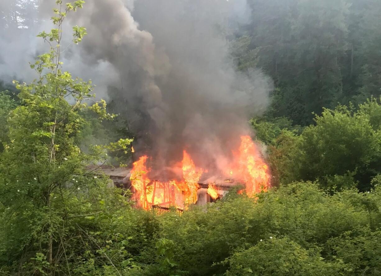 Emergency responders were dispatched about 7:22 p.m. Wednesday to the report of a structure fire at 241 Moore Road in Stevenson. A 66-year-old was killed in the fire.