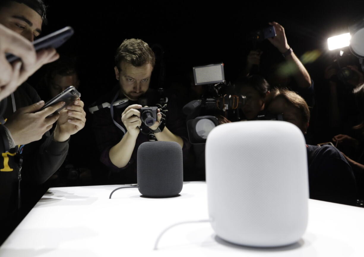 The Apple HomePod speaker.