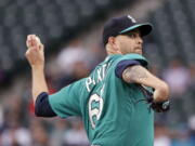 Seattle Mariners starting pitcher James Paxton throws to a Minnesota Twins batter during the first inning of a baseball game Friday, May 25, 2018, in Seattle.