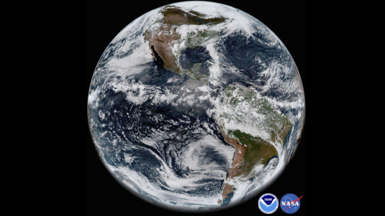 The Earth’s western hemisphere at 12:00 p.m. EDT on May 20, 2018 made by the new GOES-17 satellite, using the Advanced Baseline Imager (ABI) instrument. The weather satellite observes Earth from about 22,300 miles above the surface. Despite a serious cooling problem, the newest U.S. weather satellite has produced sharp snapshot of Earth. On May 23, 2018, NOAA reported that critical infrared sensors in the satellite’s main instrument were not staying cold enough.