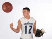 Hockinson's Canon Racanelli, the all-region boys athlete of the year, is pictured at The Columbian on Friday, June 1, 2018.