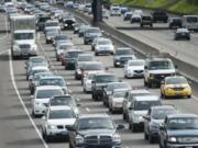 Traffic is seen heading north in Portland on Interstate 5.