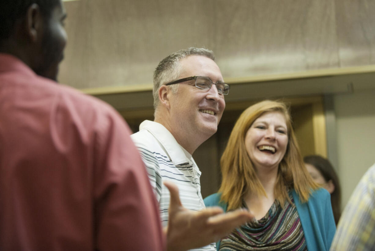 Allen Bricker at the 2015 sentencing hearing for Deborah Lennon at the Clark County Courthouse. Lennon shot Bricker in 2014 at the Veterans Affairs complex in Vancouver.