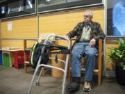 Melvin King waits for his appointment in the waiting room of the Rebound Orthopedics clinic at PeaceHealth Southwest Medical Center. King had both of his legs broken in a January hit-and-run in downtown Vancouver.