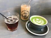 The seasonal menu at Relevant Coffee features some interesting twists, including nitro coffee soda, an herbaceous latte and a matcha tea latte.