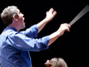 Maestro Don Appert on the podium. His new Concerto for Cello and Orchestra gets its world premiere during a free concert on Sunday night in Vancouver.