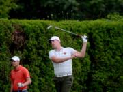 Spencer Tibbits tees off on the ninth hole of the second day of the Royal Oaks Invitational in Vancouver on Saturday, June 9, 2018. Tibbits was a three-time high school state champion with Fort Vancouver, and just finished a successful freshman season at Oregon State.