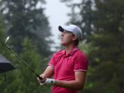 Spencer Tibbits follows his ball during the final day of the Royal Oaks Invitational in Vancouver on Sunday, June 10, 2018. Robbie Ziegler won the tournament with a score of 7 under par.