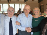 Shumway: First United Methodist Church honored 63 members who have been with the church at least 50 years and/or were at least 90 years old as of May 20, including Lynn Irish, 101, center, the oldest member of the congregation. Irish is surrounded by, from left, his son Larry Irish, Rev. Jim McGinnis, Rev. Mary Lookingbill and Rev. Jon Short.